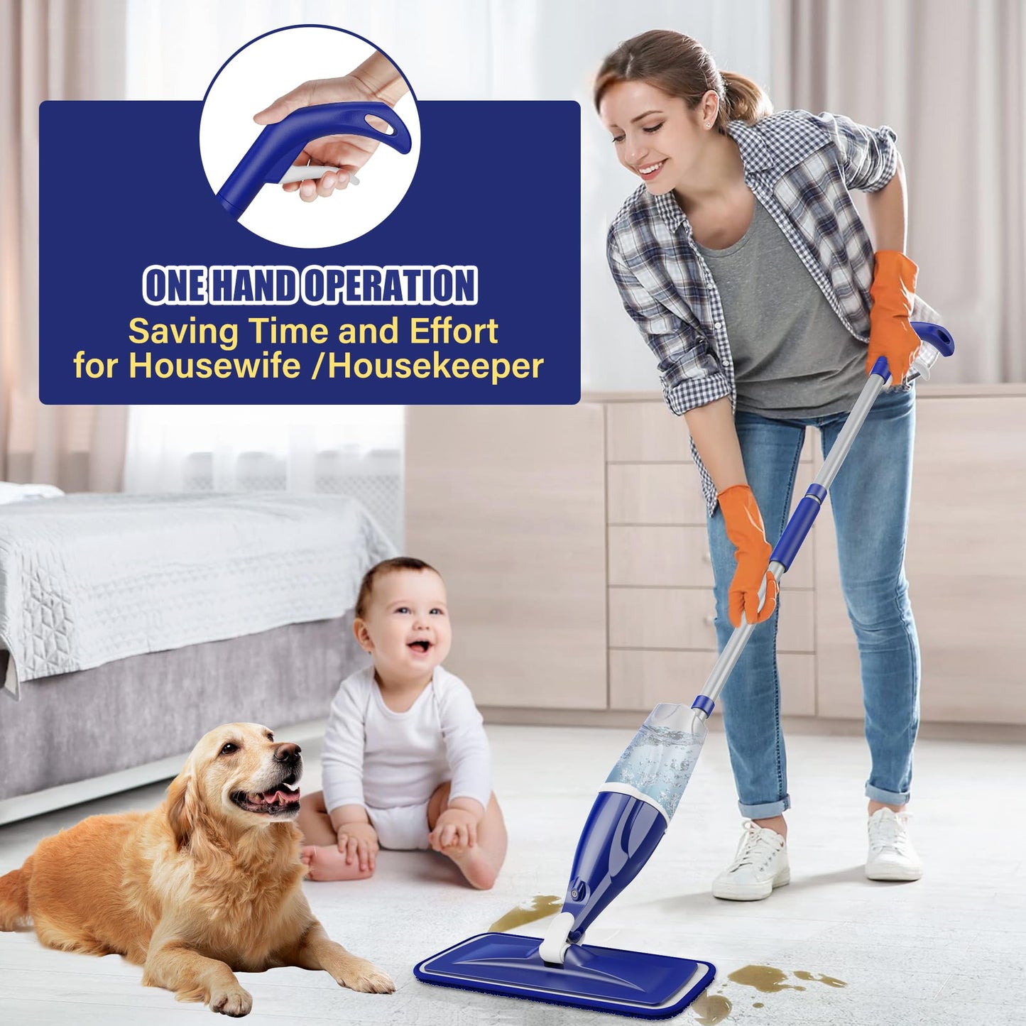 Microfiber Spray Mop with 3 Reusable Pads