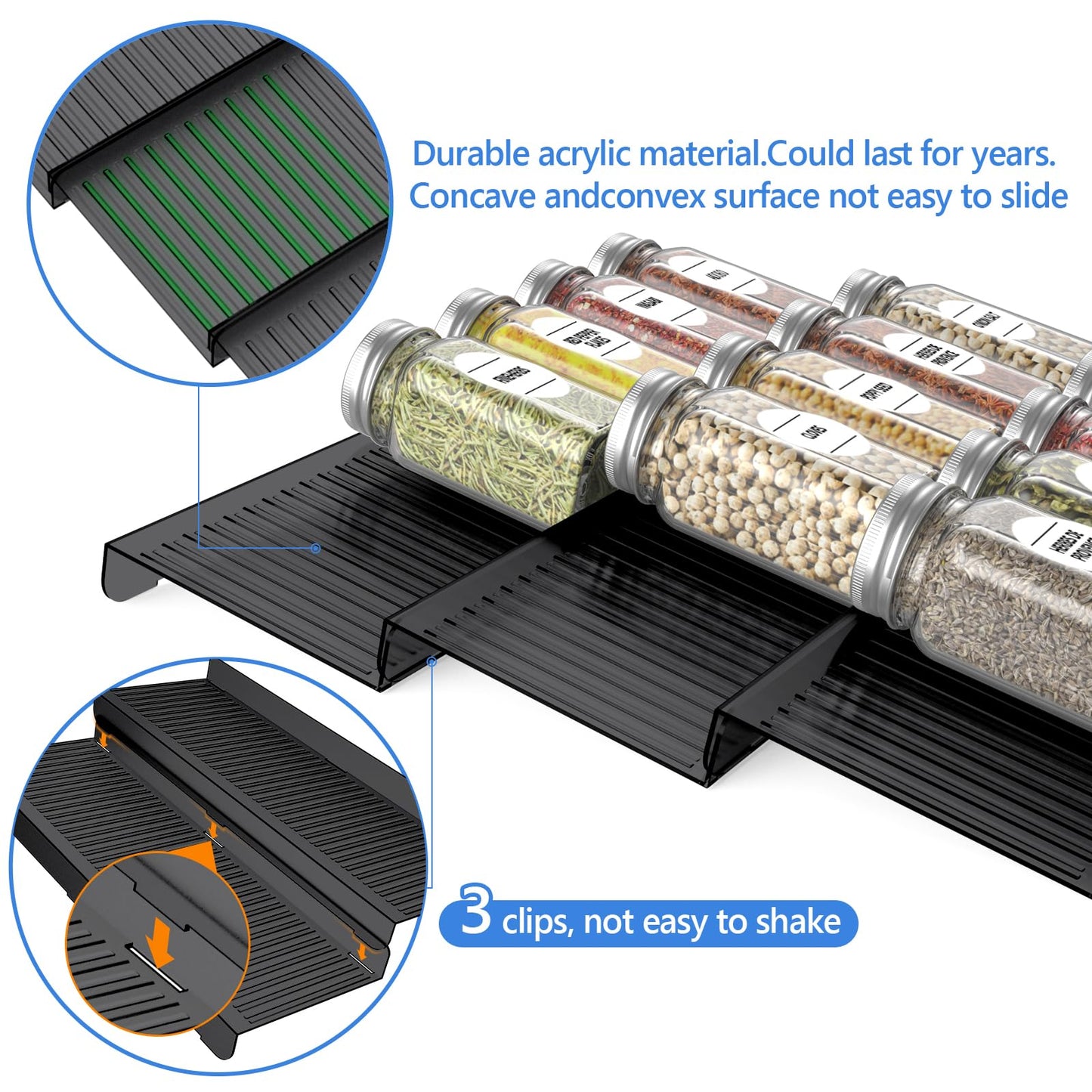 4-Tier Spice Drawer Organizer for Kitchen