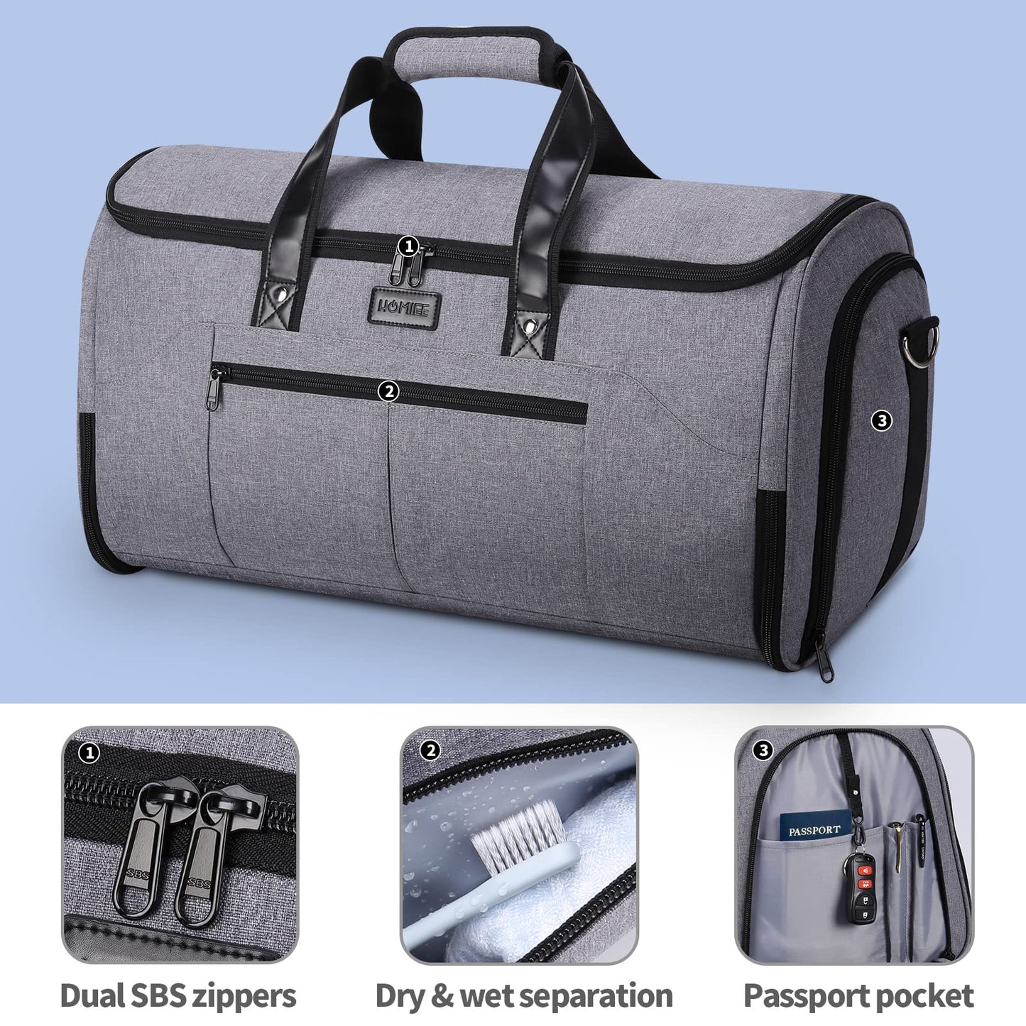 HOMIEE 2-in-1 Garment Travel Duffel Bag