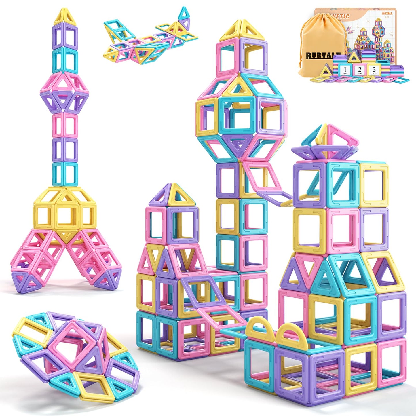 Magnetic Tiles Building Blocks for Toddlers