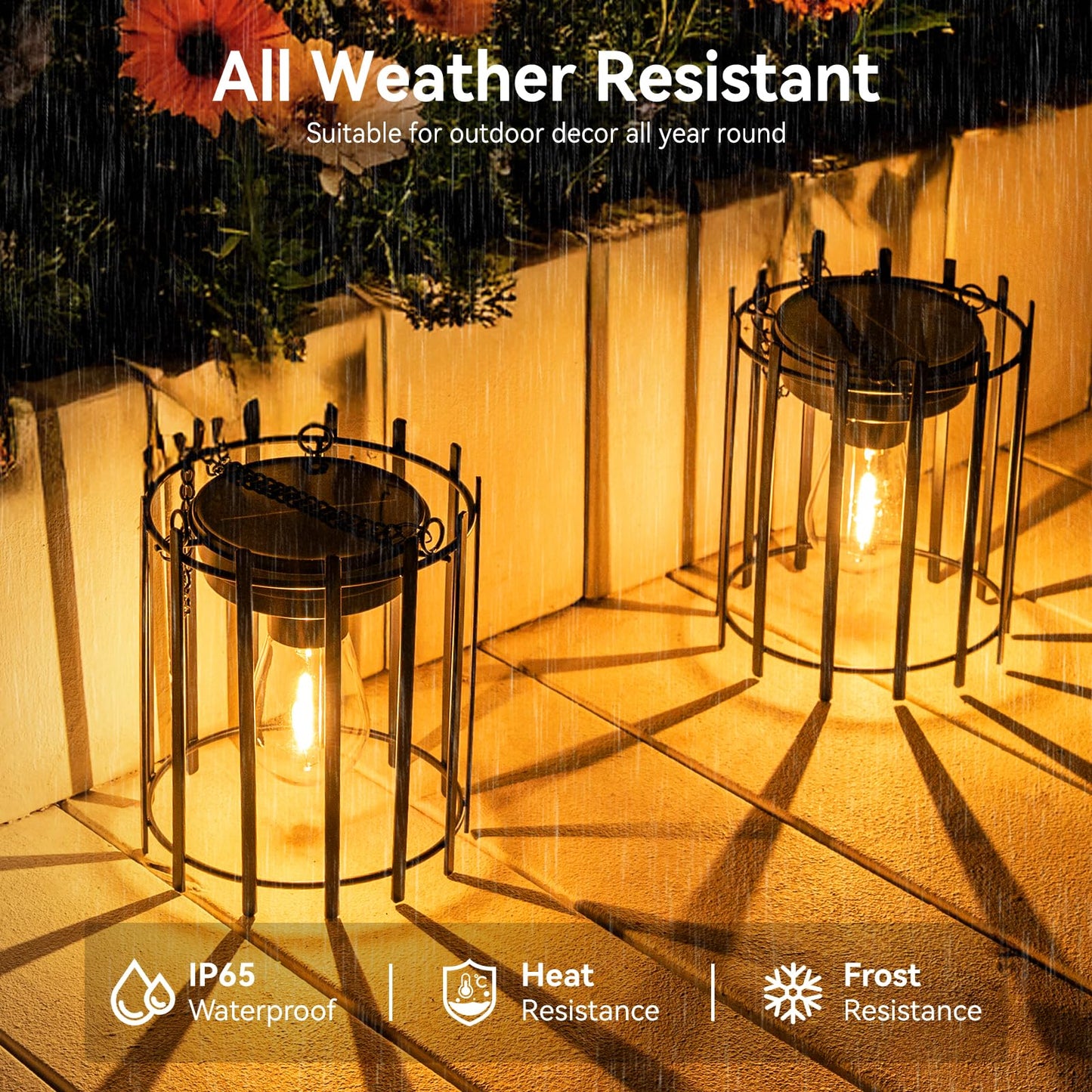 KOOPER Solar Lanterns Outdoor Waterproof Decorative 2 Pack