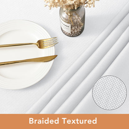 BIFENBI 2 Pack Rectangle Tablecloth - 60x104 Inch - Linen Textured Table Cloth Wrinkle Free Washable Decorative Fabric Table Cover for Buffet Banquet Parties Event Holiday Dinner. White