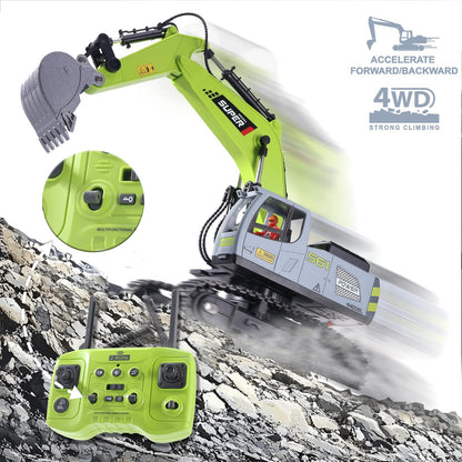 Remote Control Excavator with Metal Shovel & Lights
