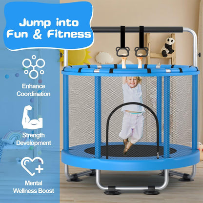 Kids 55" Trampoline with Enclosure & Gym Bar