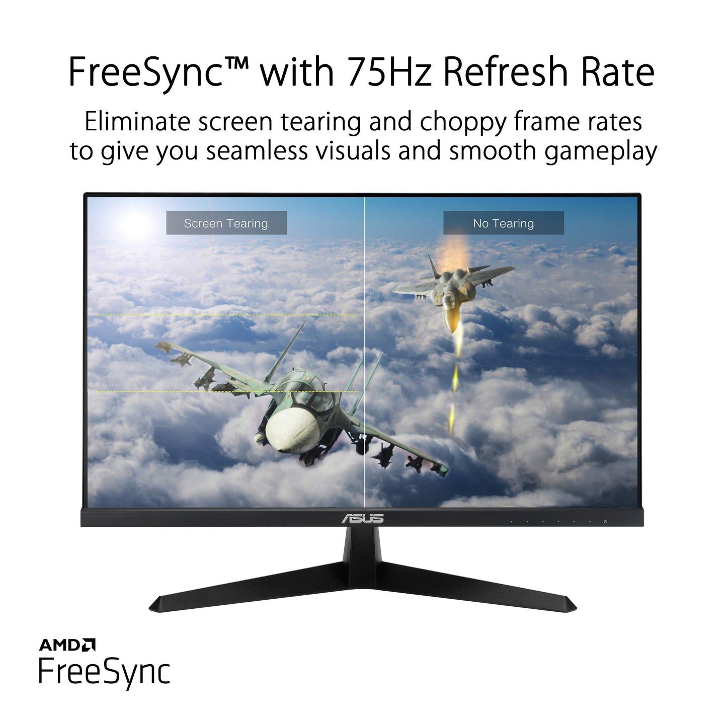 ASUS VY249HE 23.8” Eye Care Monitor, 1080P Full HD, 75Hz, IPS, Adaptive-Sync/Sync, Eye Care Plus, Color Augmentation, Rest Reminder, HDMI VGA, Frameless, VESA Wall Mountable, BLACK