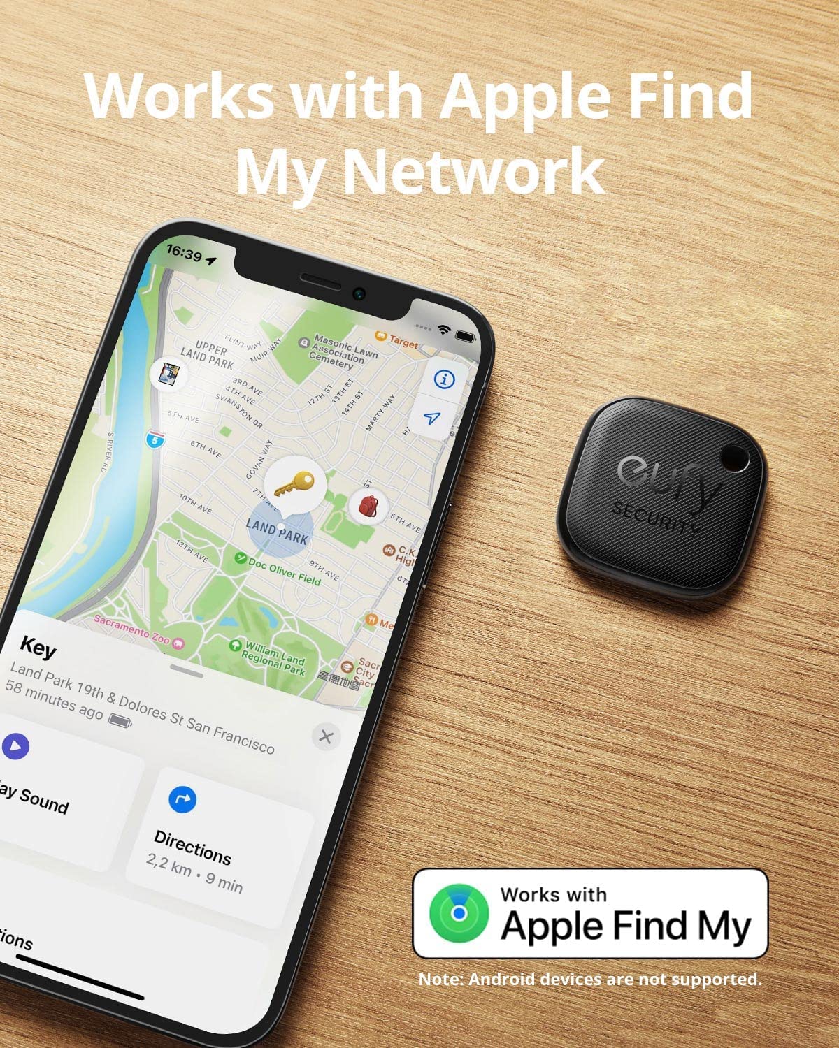 eufy Security by Anker SmartTrack Link (Black, 4-Pack), Android not Supported, Works with Apple Find My (iOS only), Key Finder, Bluetooth Tracker for Earbuds and Luggage, Phone Finder, Water Resistant