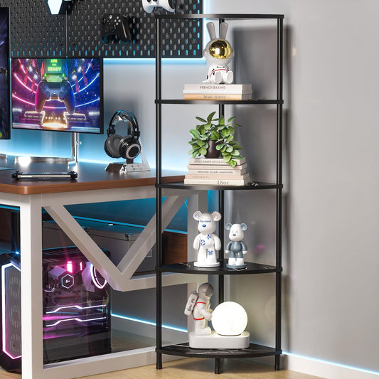 Greatseas 5-Tier Corner Shelf - Marble Black