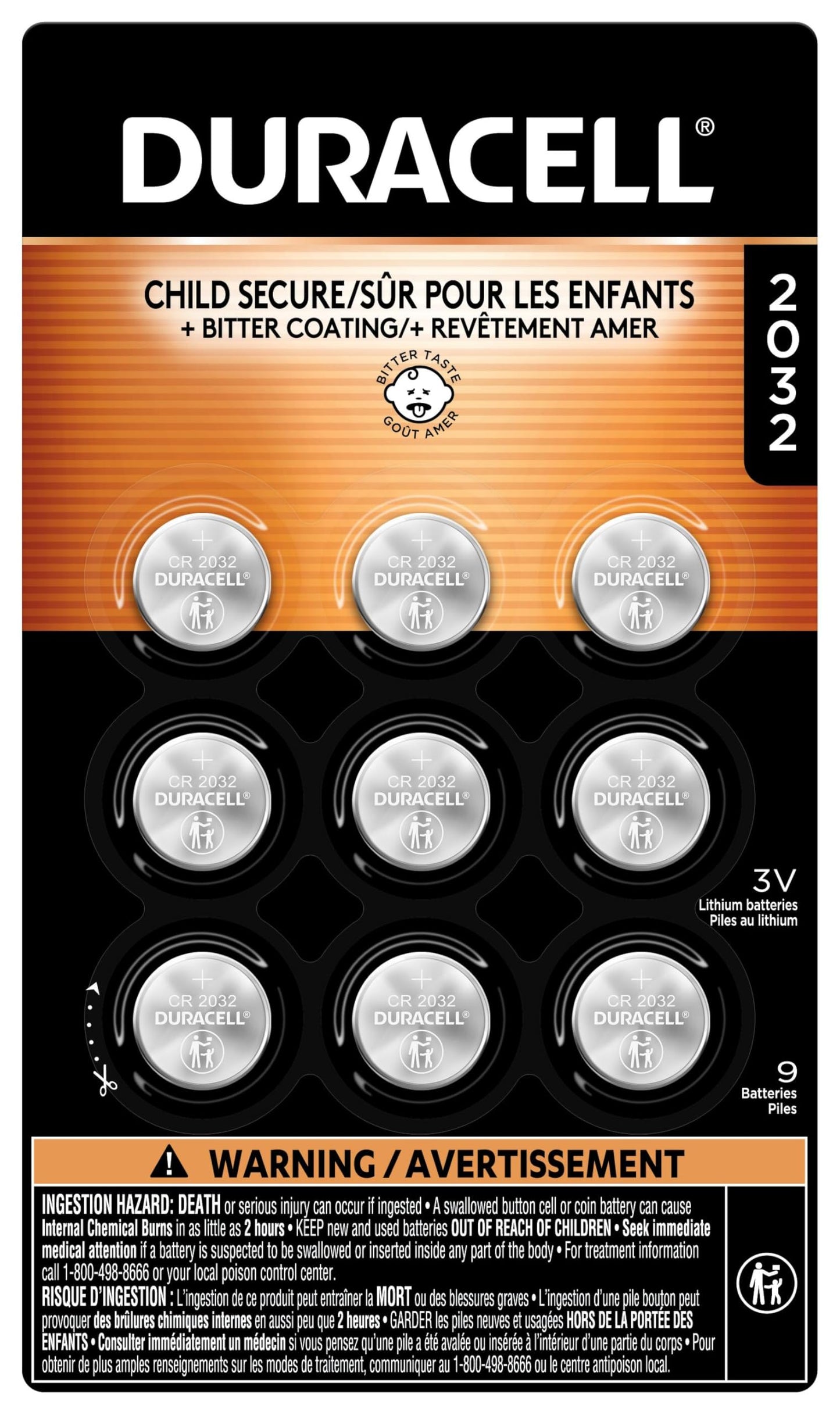 9 Count Duracell CR2032 Lithium Coin Batteries