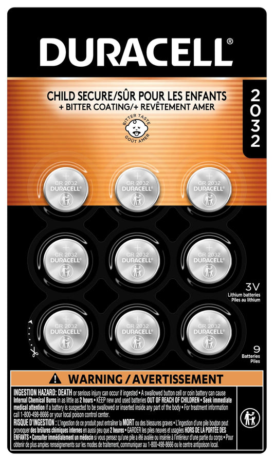 9 Count Duracell CR2032 Lithium Coin Batteries