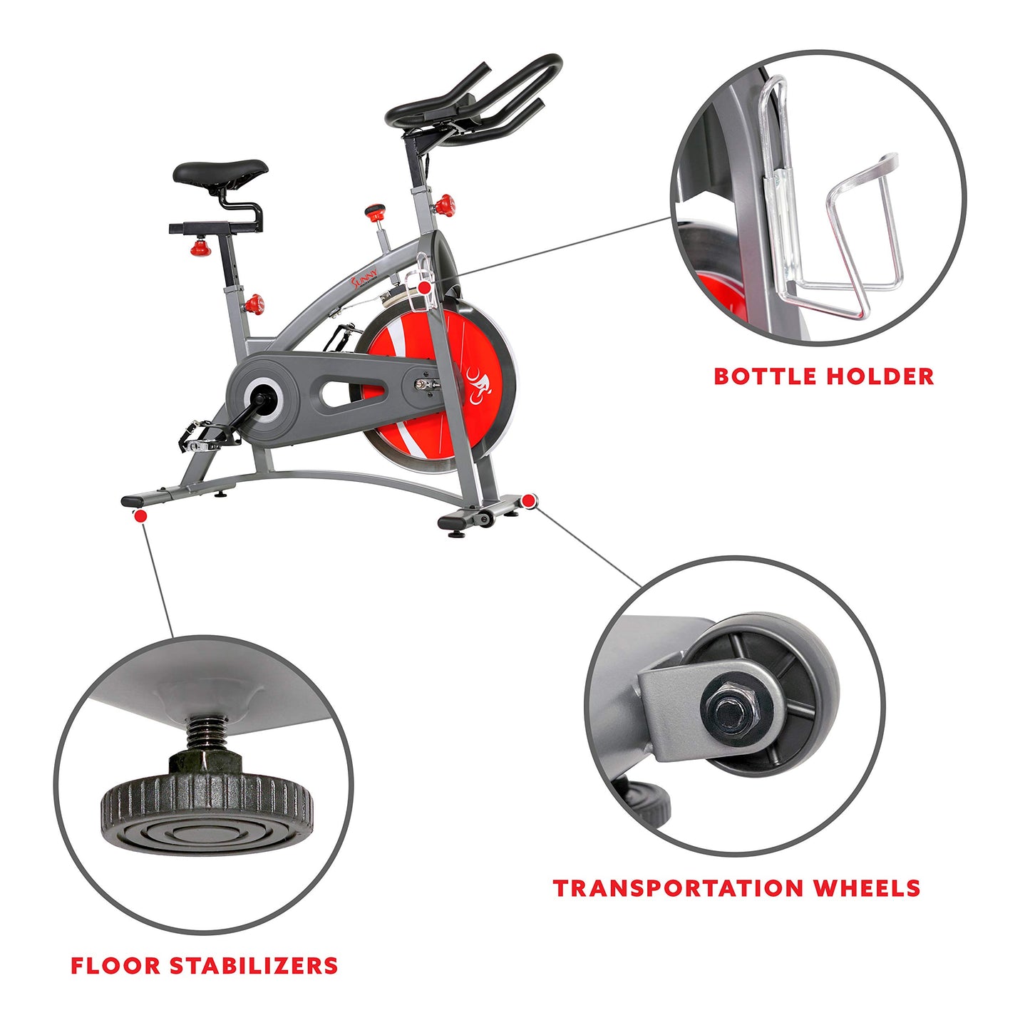 Sunny Health Indoor Cycling Exercise Bike with Monitor