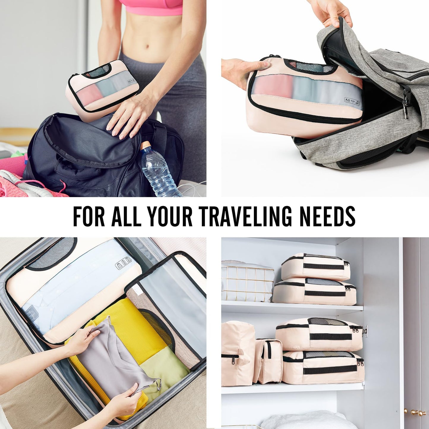 Veken Packing Cubes with Toiletry and Shoe Bag
