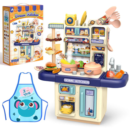 Kids Kitchen Playset with Realistic Steam & Lights