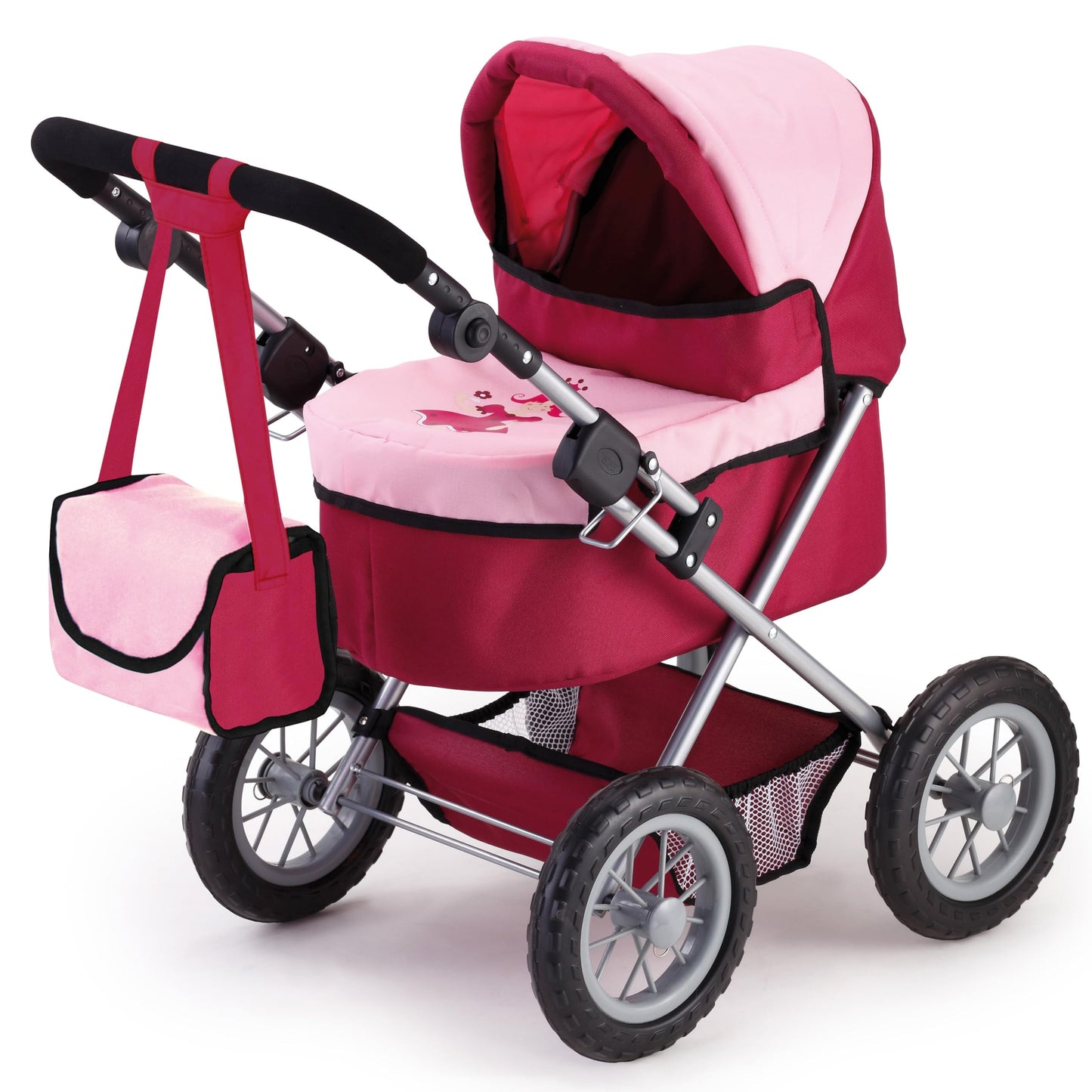 Bayer Design Baby Doll Trendy Pram - Bordeaux, Red and Pink