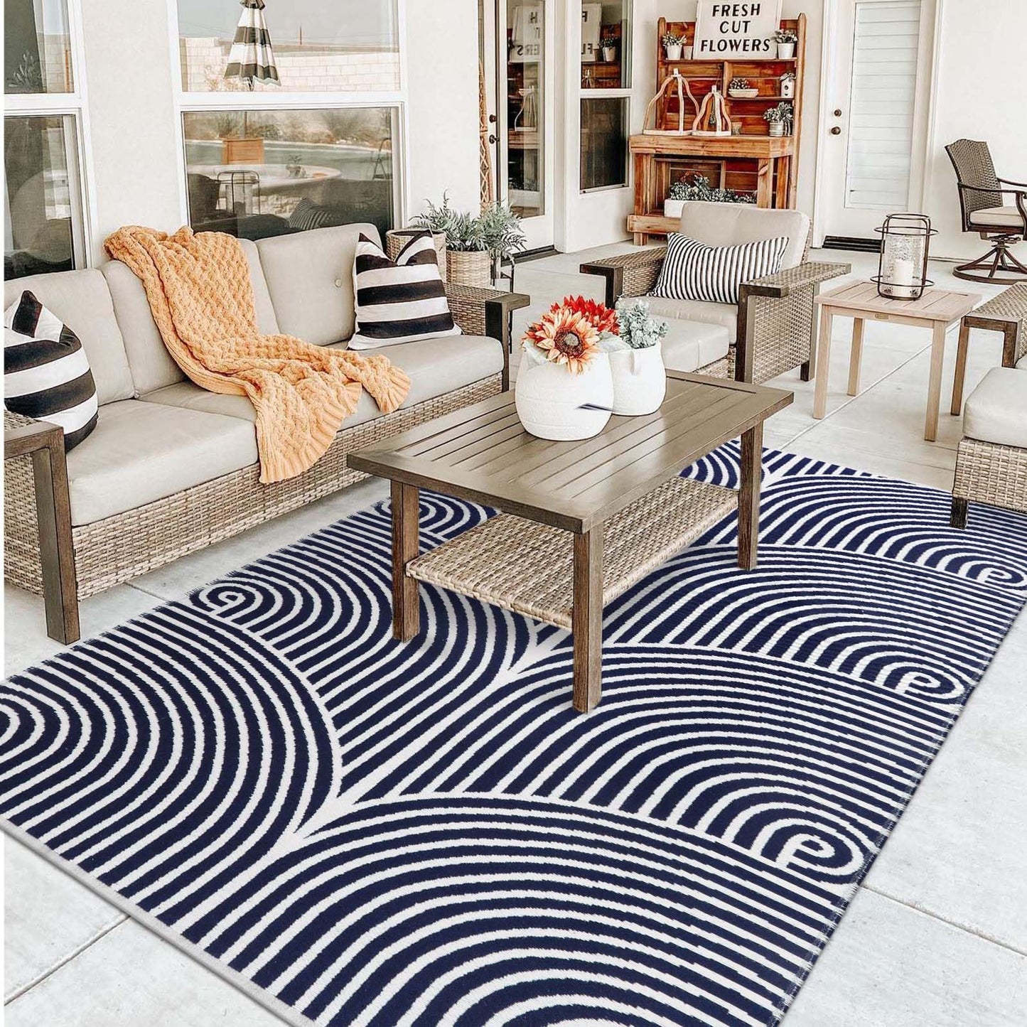 Tiffasea 5'x8' Area Rug, Cotton Woven Washable Rugs, Reversible Living Room Rugs, Indoor Outdoor Rug Farmhouse Floor Carpet for Nursery Room/Dining Room/Office/Patio Decor