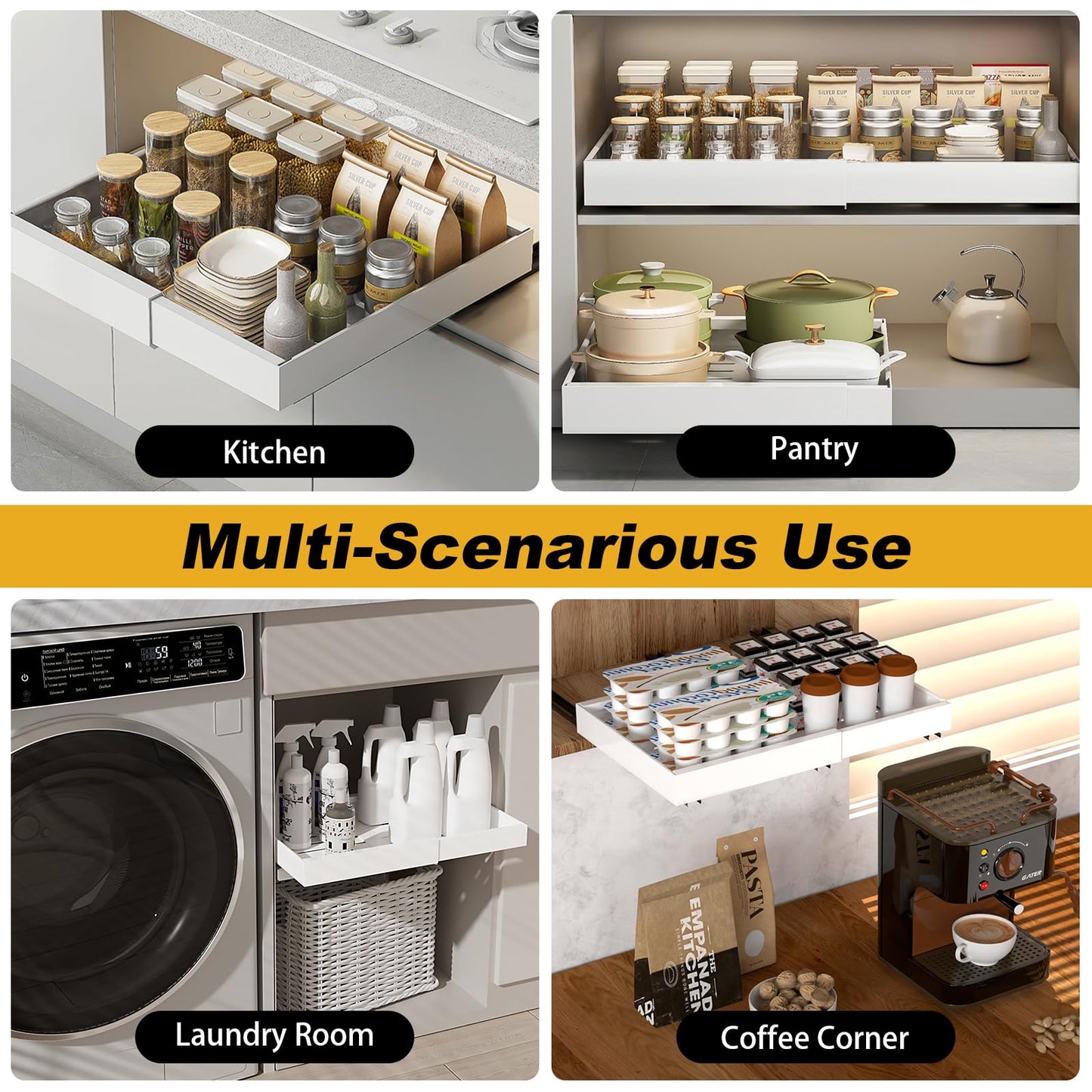 Expandable Slide Out Drawer Organizer for Kitchen