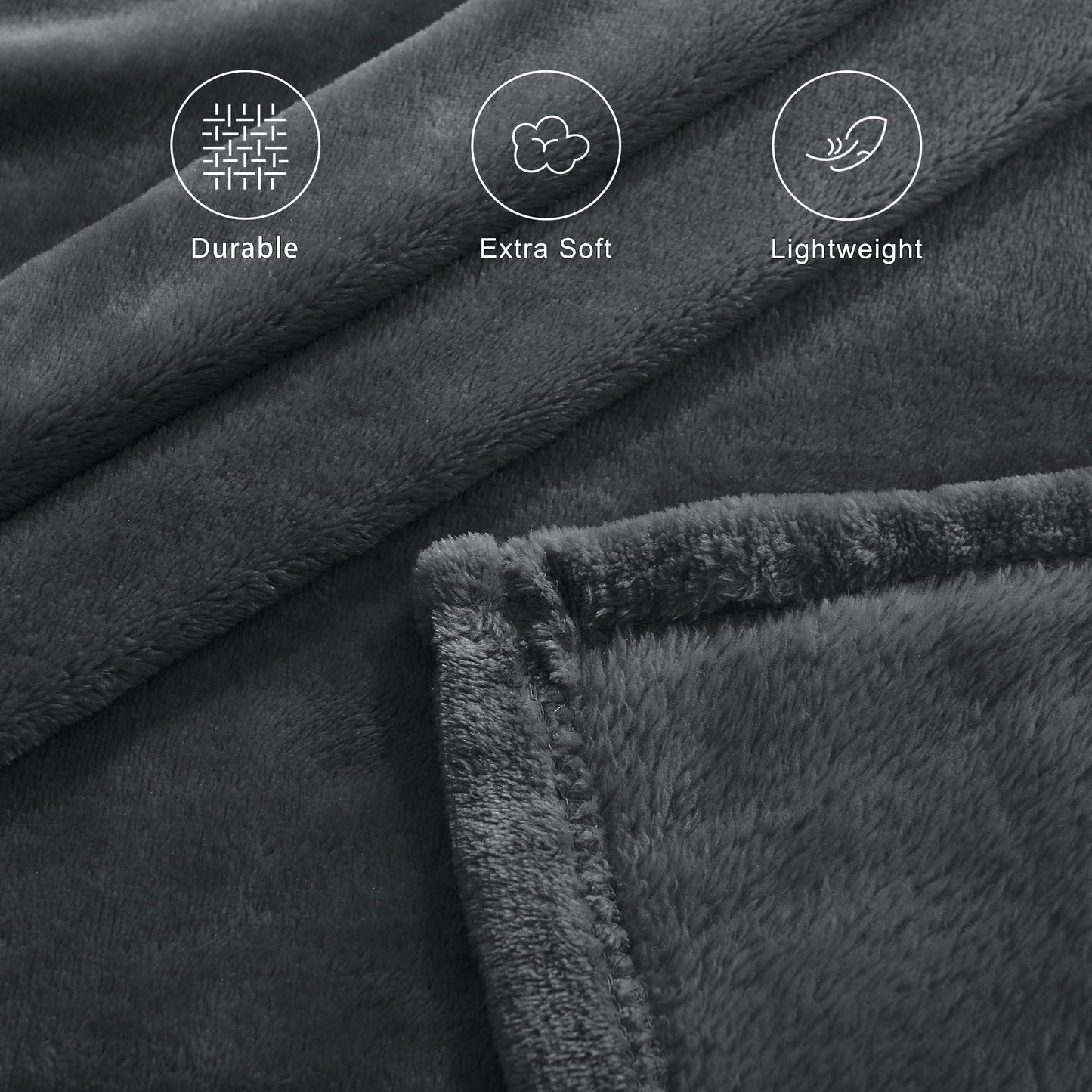 NICETOWN Grey Fleece Twin Blanket - Lightweight Plush