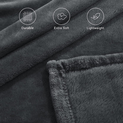 NICETOWN Grey Fleece Twin Blanket - Lightweight Plush