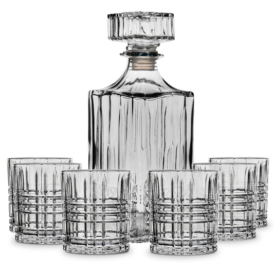American Atelier Whiskey Decanter & Glass Set, 7-Piece