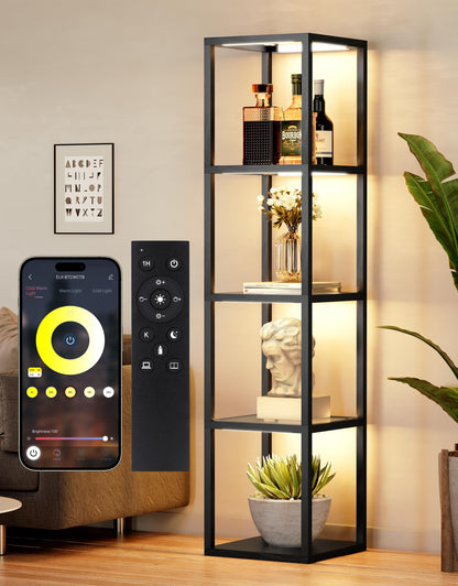 LED Display Shelf with Remote Control, Black