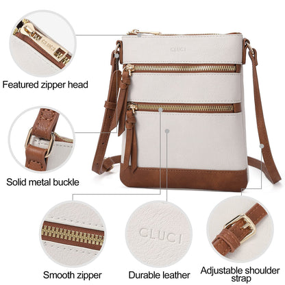CLUCI Small Multi-Pocket Crossbody Handbag