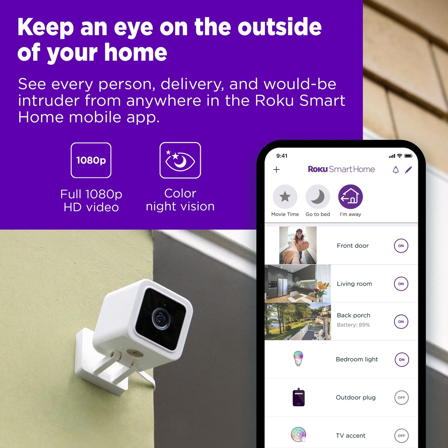 Roku 1080p Outdoor Security Camera with Night Vision
