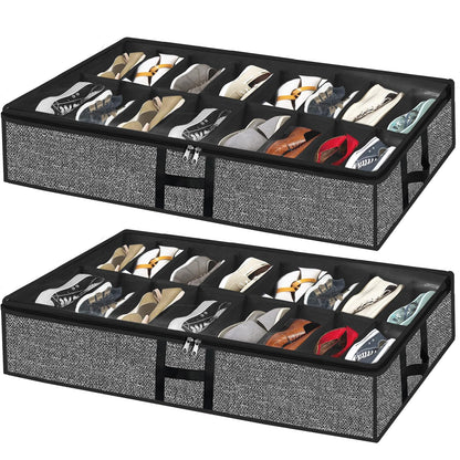 2 Pack Under Bed Shoe Storage Organizer