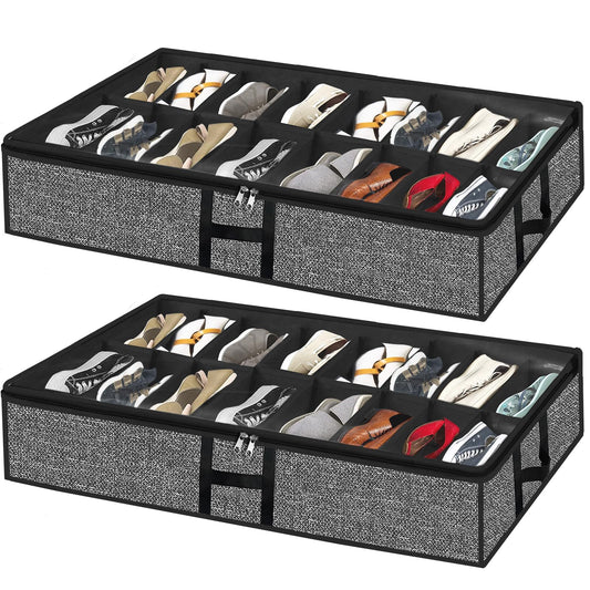 2 Pack Under Bed Shoe Storage Organizer