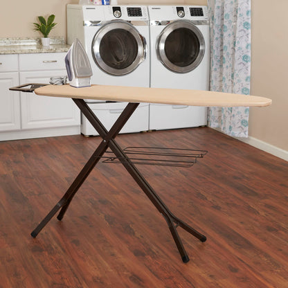 Household Essentials Bronze Deluxe Ironing Board with Iron Rest and Clothes Rack