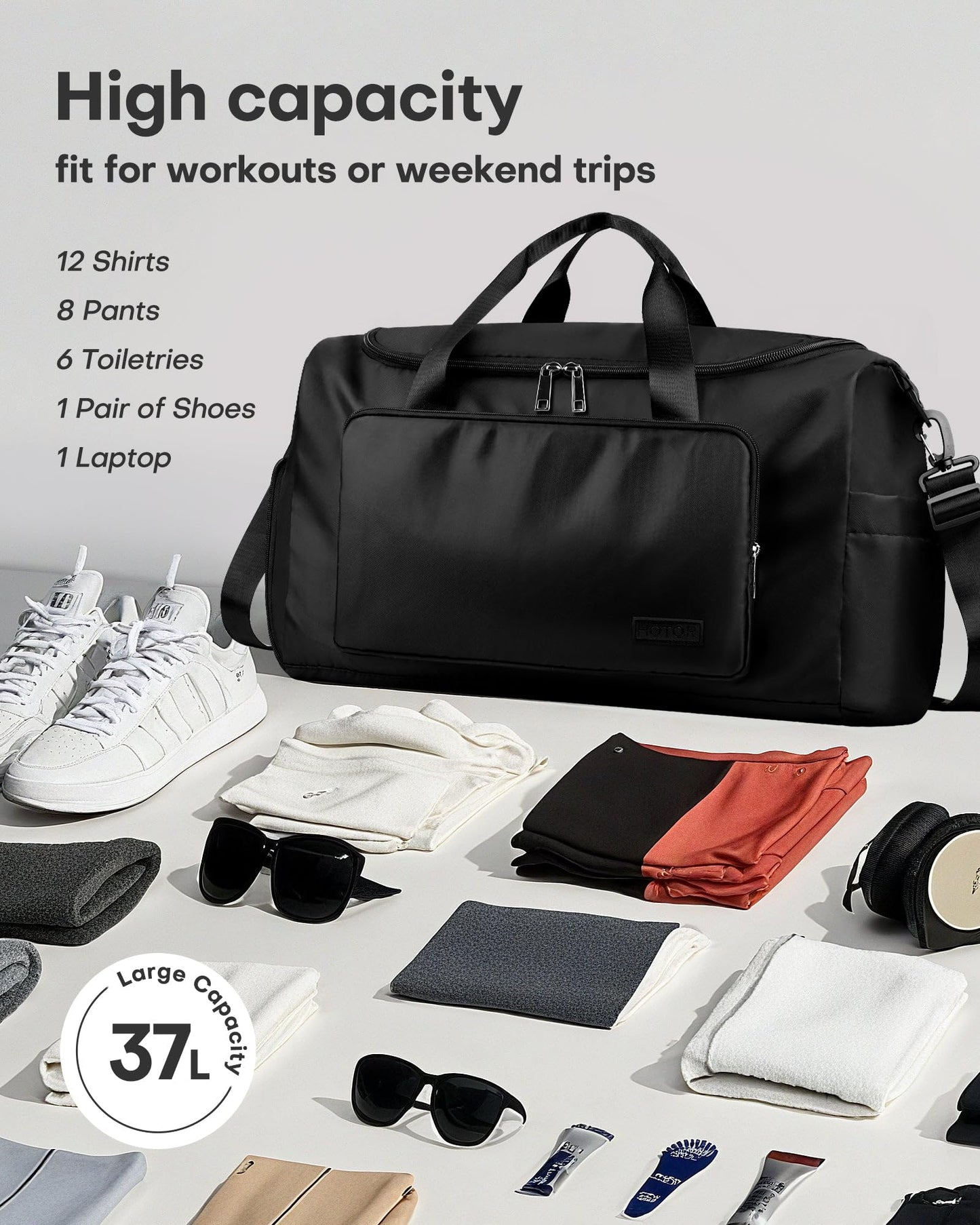 Gym Bag with Shoe Compartment by HOTOR