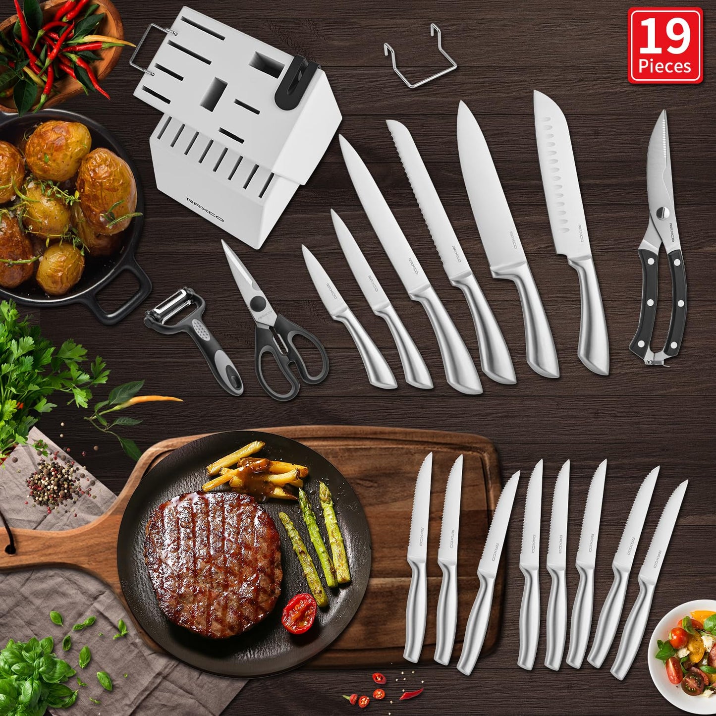 RAXCO 20-Piece Kitchen Knife Set with Shears