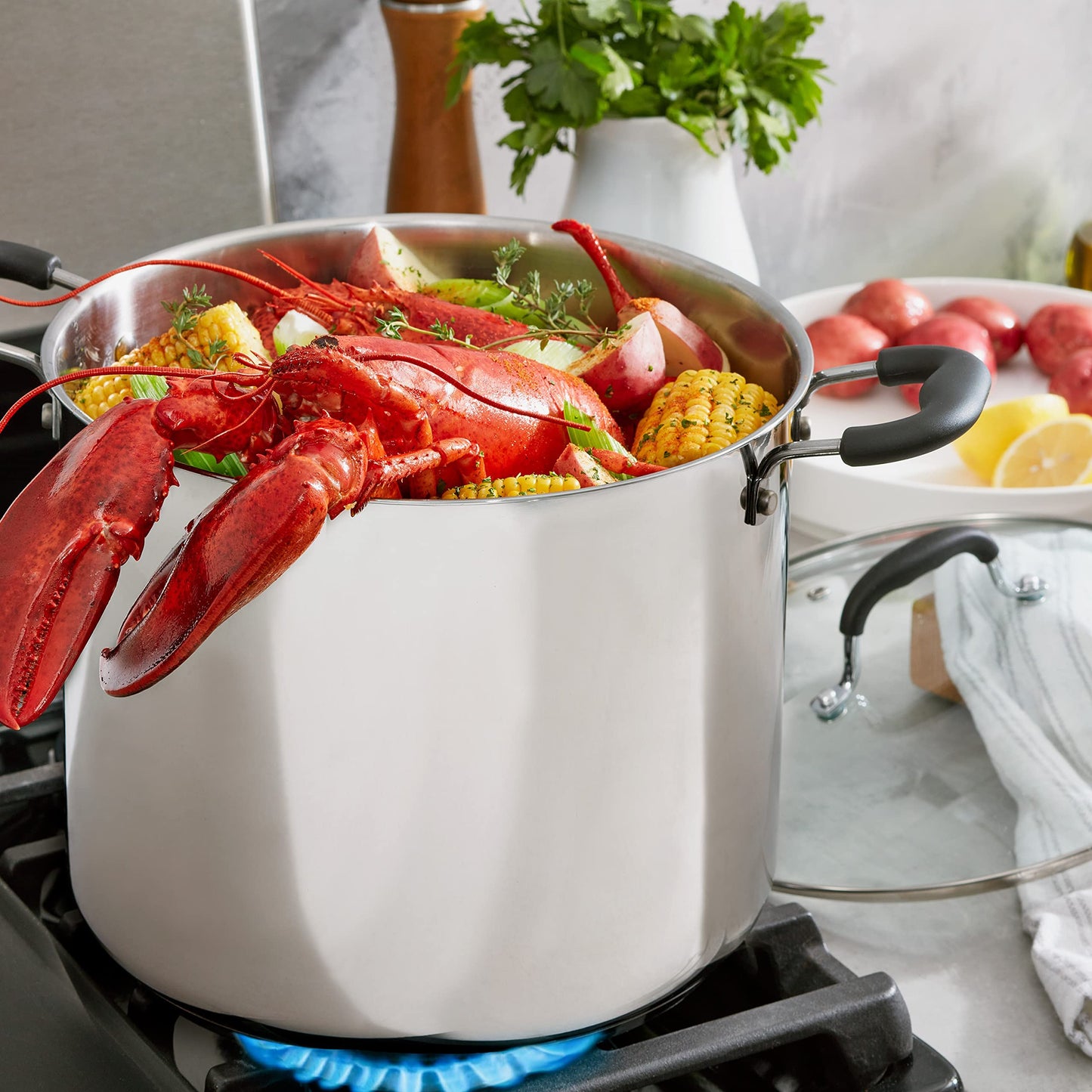 T-fal Specialty Stainless Steel Stockpot 12 Quart Oven Safe 350F Pots and Pans, Cookware Silver