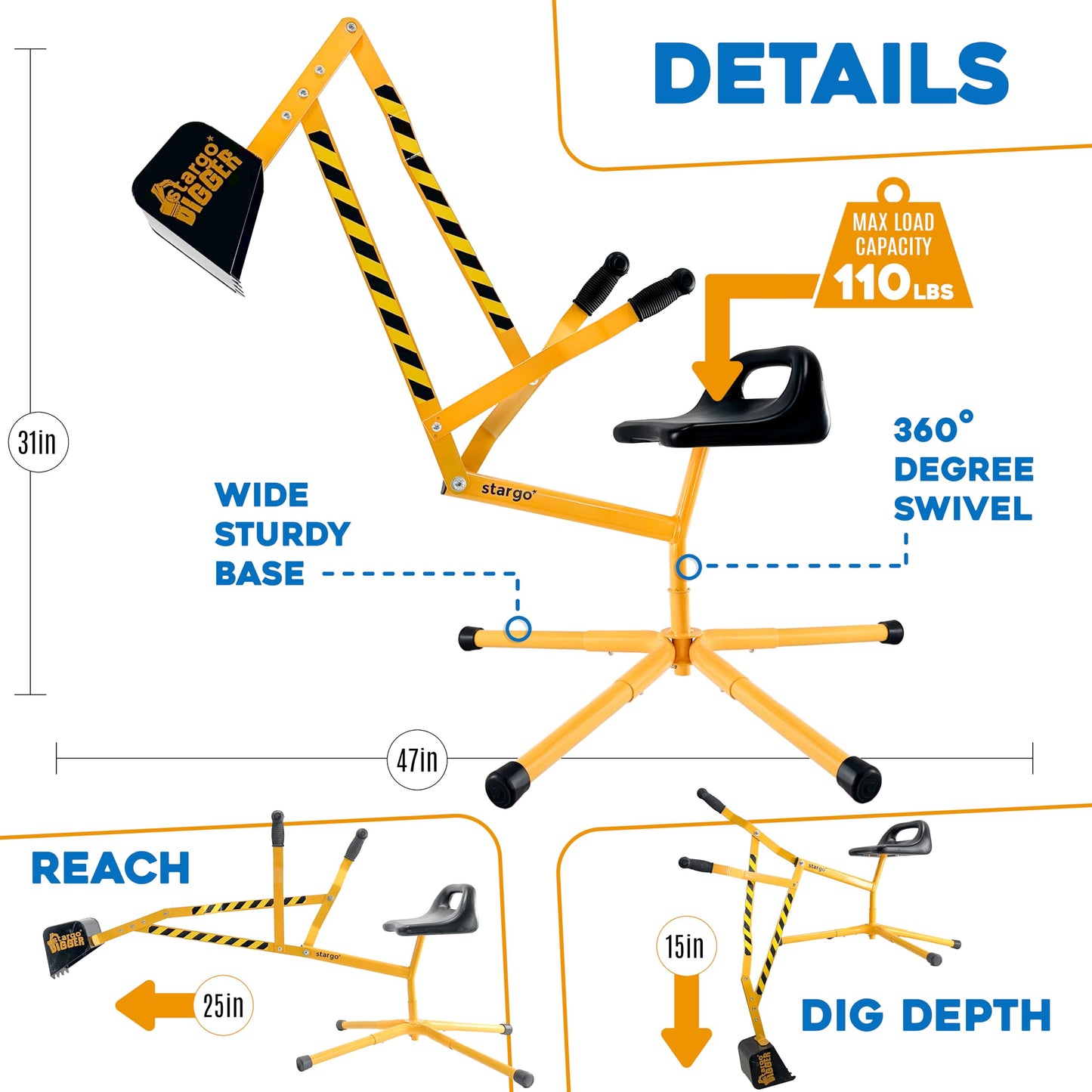 Kids 360° Rotating Sand Digger Excavator Toy