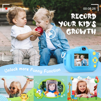 Kids Camera, HD 1080P Digital Video Camera for Boys and Girls, 32MP Kids Selfie Camera for Kids Aged 3-9, Portable Toy Toddler Camera with No Game & 32GB Card, Perfect Christmas Birthday Gifts