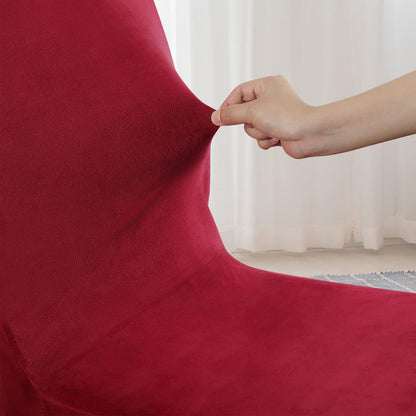 CAROMIO Velvet Chair Covers for Dining Room Set of 4, Soft Stretch Removable Velvet Dining Room Chair Slipcovers Chair Protectors Covers, Wine Red