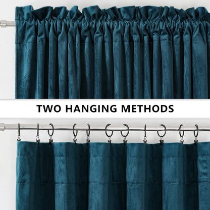 Benedeco Deep Teal Velvet Curtains for Bedroom Window, Super Soft Luxury Drapes, Room Darkening Thermal Insulated Rod Pocket Curtain for Living Room, W52 by L120 inches, 2 Panels