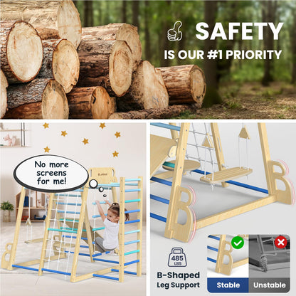 9-in-1 Indoor Jungle Gym Climbing Playset