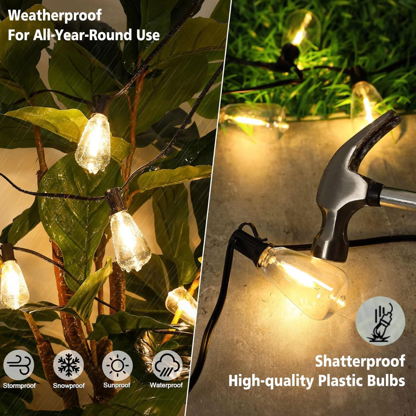 300FT Waterproof Edison String Lights for Outdoors