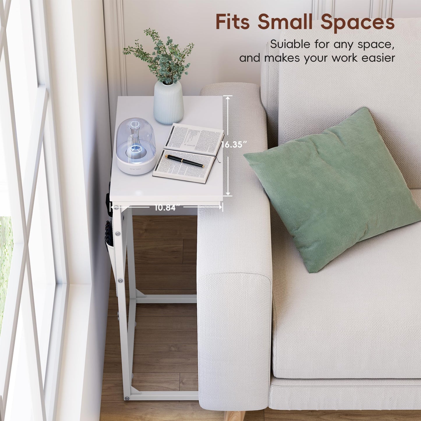 C Shaped End Table with Charging Station