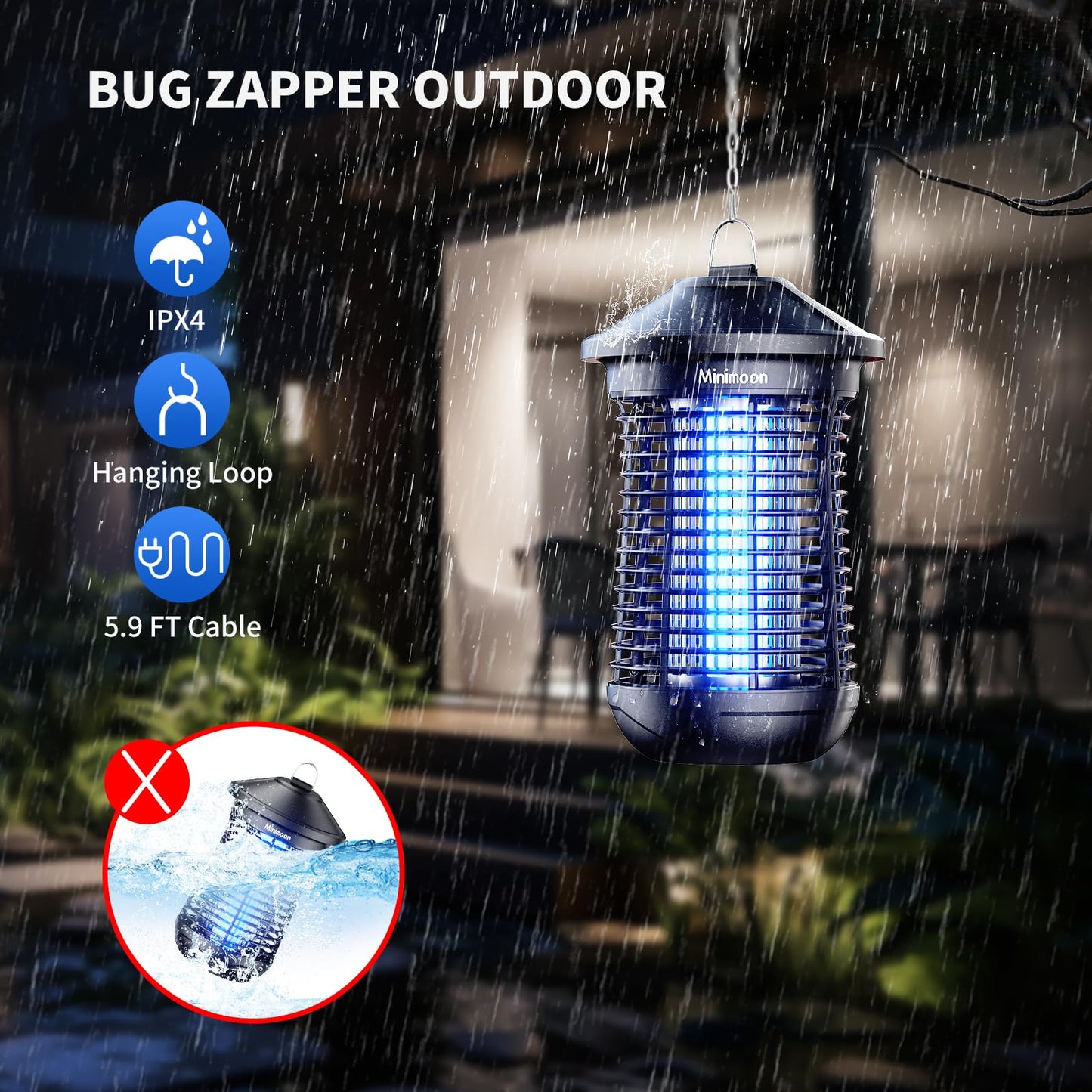 Minimoon Electric Mosquito Zapper for Outdoor Use