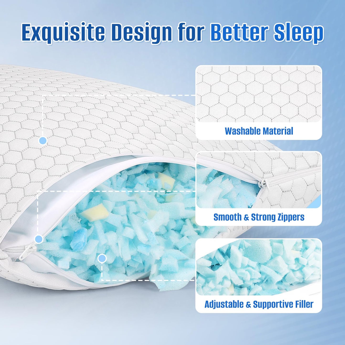 2 Pack CushyOasis Adjustable Memory Foam Pillows