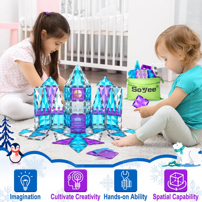 UPDATE: DEAD! Frozen Magnetic Tiles 102pcs with Stairs Dolls Princess Castle Building STEM Toys for 3+ Year Old Girls & Boys 3 4 5 6 7 8 9 10 Year Old Girl Birthday Gifts