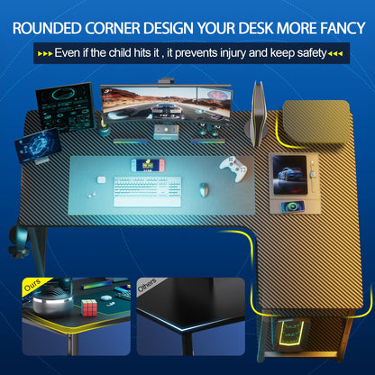 GTRACING L Shaped Gaming Desk with Adjustable Shelf