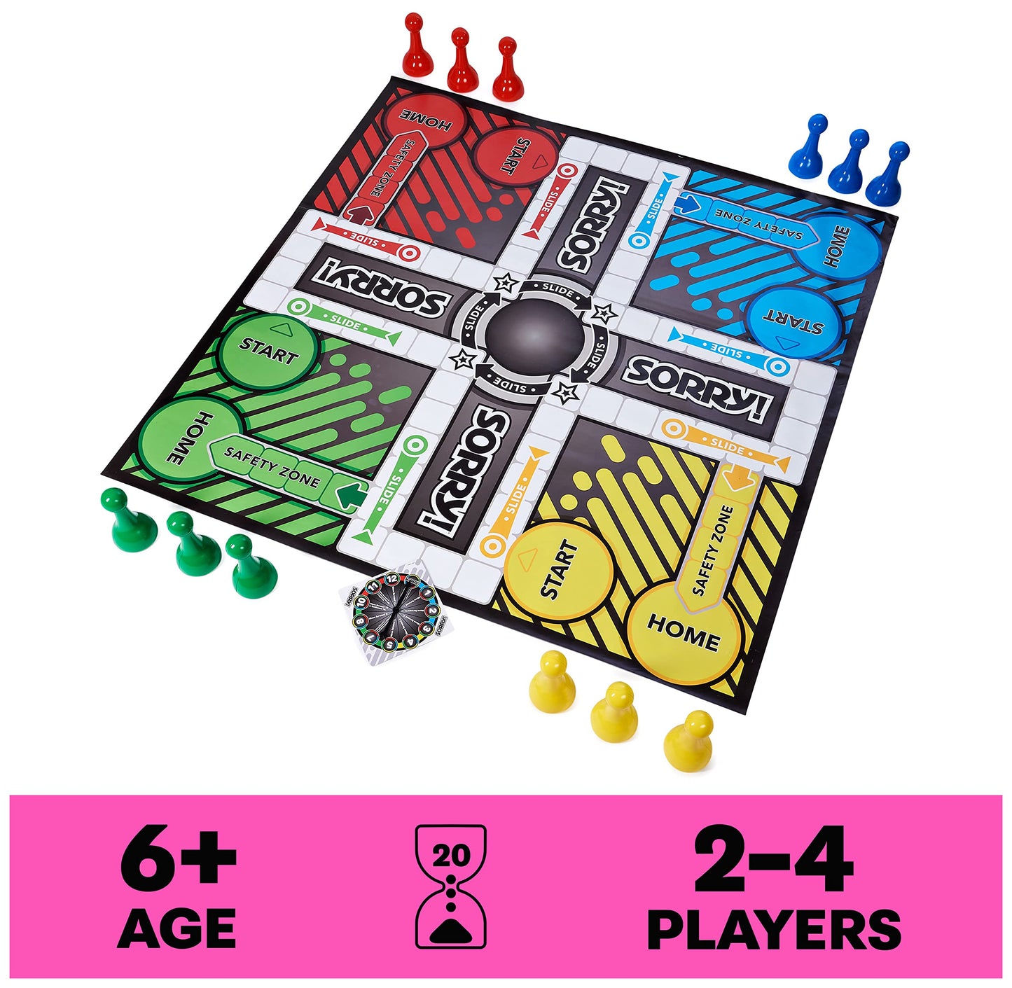 Giant Sorry Classic Family Board Game Indoor Outdoor Retro Party Activity Summer Toy with Oversized Gameboard, for Adults and Kids Ages 6 and up