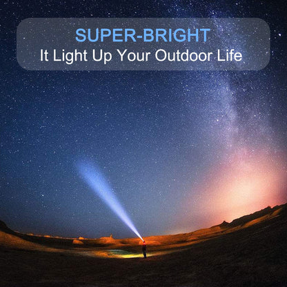 MODOAO 1500LM LED Waterproof Tactical Flashlight with 5 Light Modes for Hiking, Camping, Emergency (1 Pack)