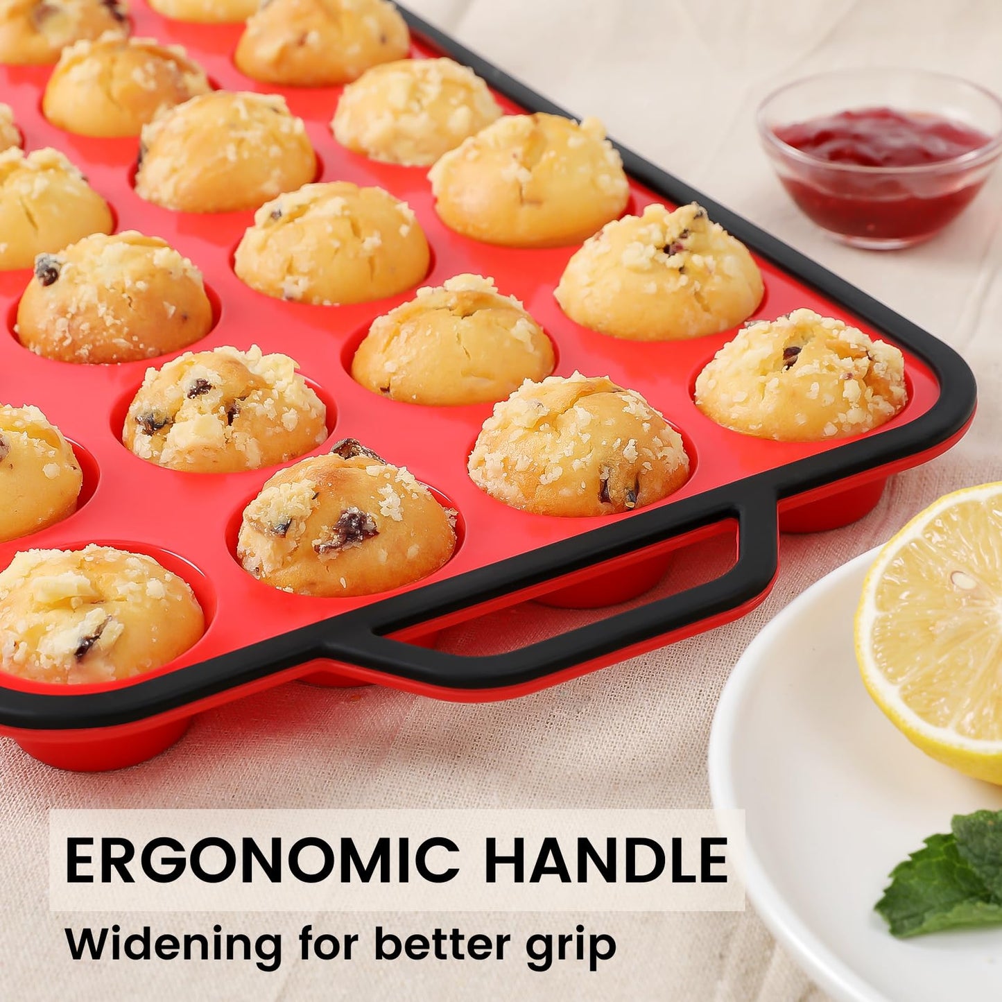 Mini Muffin Pan 24-Cup Silicone Bakeware Set
