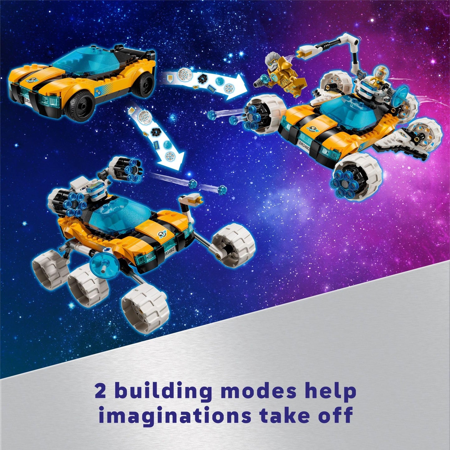 LEGO DREAMZzz Mr. Oz’s Space Car Toy, Transforming Vehicle Building Set, Includes TV Show Minifigures Mr. Oz, Albert and Jayden, Space Shuttle Toy Gift for Boys and Girls Aged 8 and Up, 71475