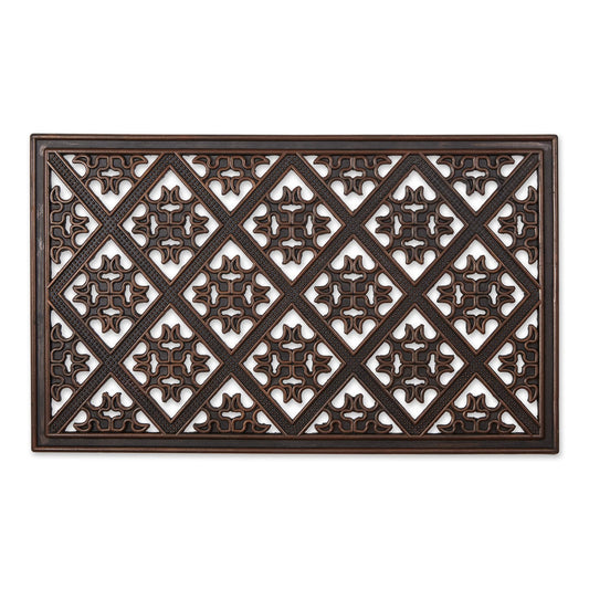 DII All Weather Rubber Doormat, Brown Lattice