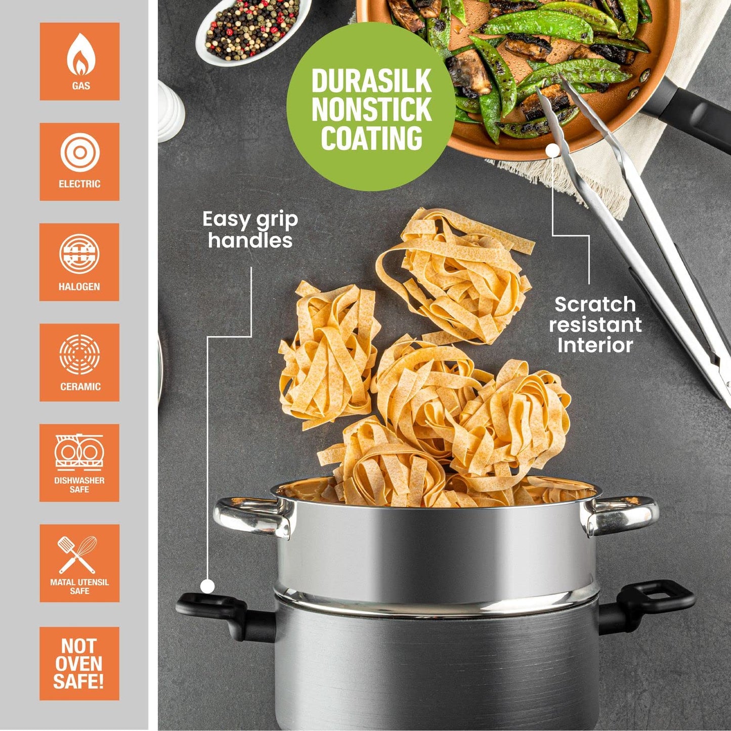 Gotham Steel Pro 13 Piece Pots and Pans Set Non Stick Cookware Set, Hard Anodized Cookware Sets, Pot and Pan Set, Kitchen Cookware Sets, Non Toxic Ceramic Cookware Set, Dishwasher Safe……