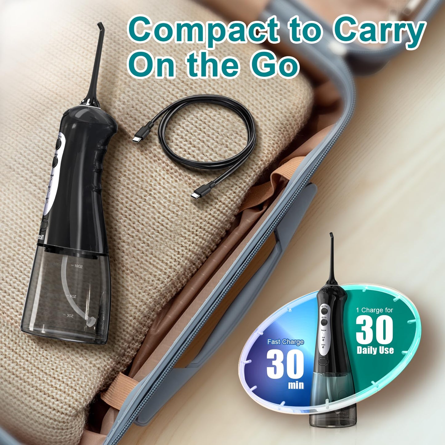 Nicefeel Cordless Water Dental Flosser with 3 Modes