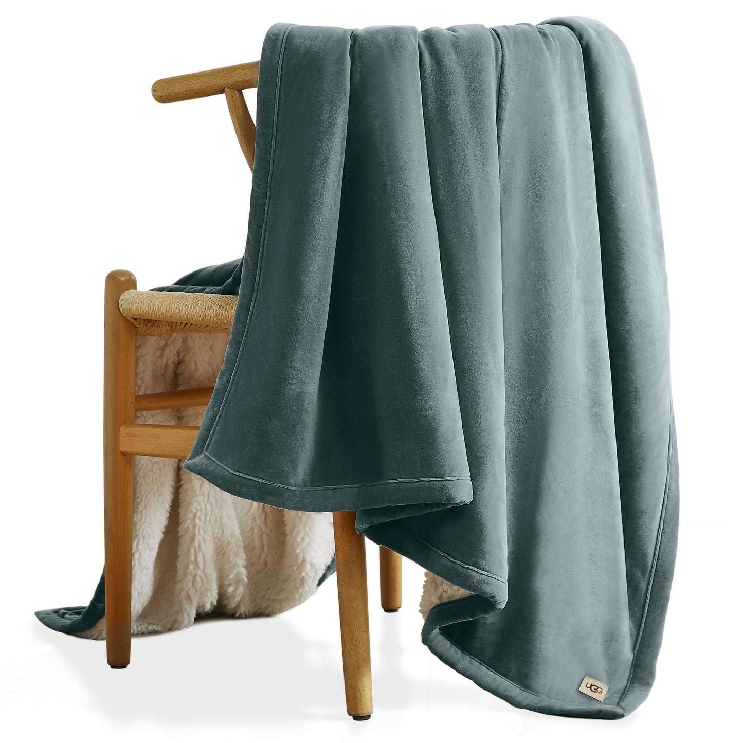 UGG 23856 Bliss Extra Large Super Soft Plush Reversible Fuzzy Fluffy Fleece Blanket for Year Round Warmth and Comfort Machine Washable Luxury Throw Blanket for Cozy Home Décor, 70 x 50-Inch, Deep Sage